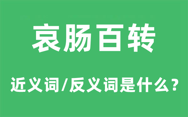 哀腸百轉(zhuǎn)的近義詞和反義詞是什么,哀腸百轉(zhuǎn)是什么意思