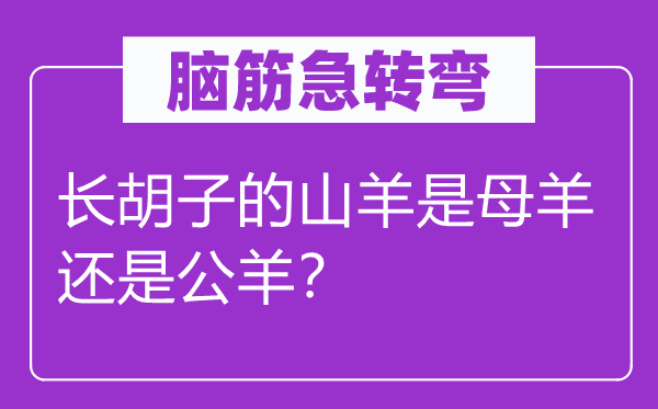 腦筋急轉(zhuǎn)彎：長胡子的山羊是母羊還是公羊？