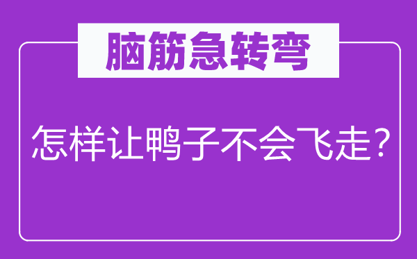 腦筋急轉(zhuǎn)彎：怎樣讓鴨子不會(huì)飛走？