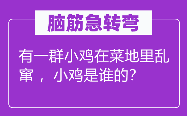 腦筋急轉(zhuǎn)彎：有一群小雞在菜地里亂竄 ，小雞是誰的？
