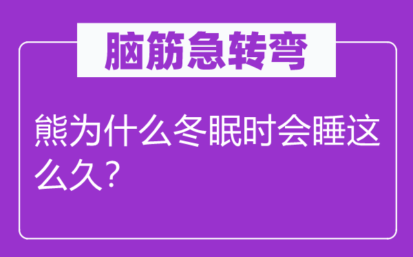 腦筋急轉(zhuǎn)彎：熊為什么冬眠時(shí)會(huì)睡這么久？