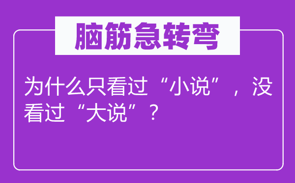 腦筋急轉(zhuǎn)彎：為什么只看過“小說”，沒看過“大說”？