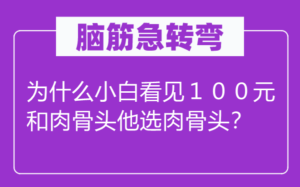 腦筋急轉(zhuǎn)彎：為什么小白看見１００元和肉骨頭他選肉骨頭？