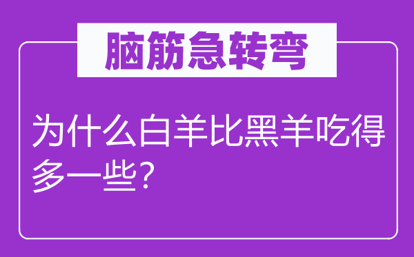 腦筋急轉(zhuǎn)彎：為什么白羊比黑羊吃得多一些？