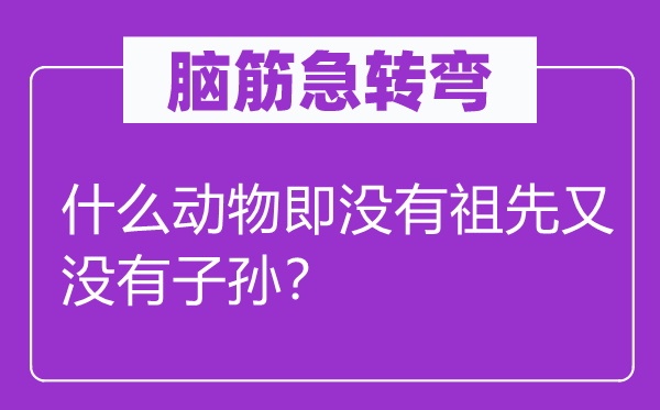 腦筋急轉(zhuǎn)彎：什么動物即沒有祖先又沒有子孫？