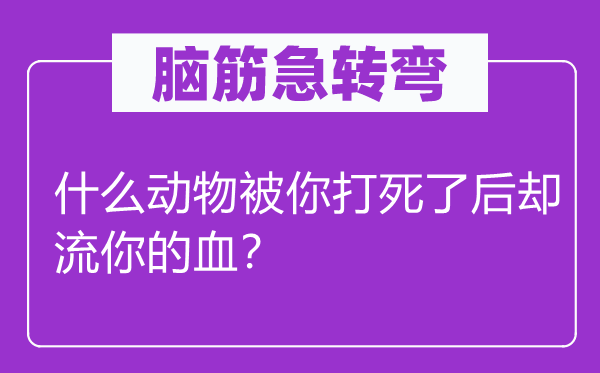 腦筋急轉(zhuǎn)彎：什么動(dòng)物被你打死了后卻流你的血？