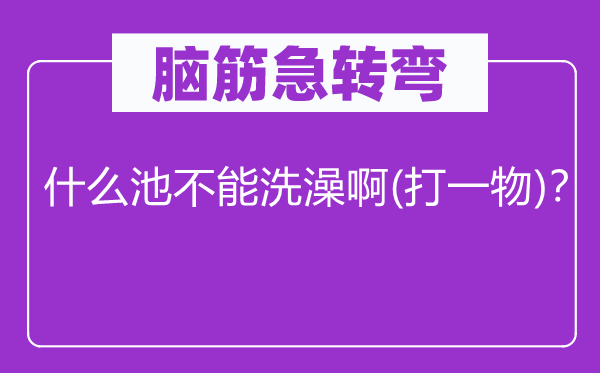 腦筋急轉(zhuǎn)彎：什么池不能洗澡啊(打一物)？