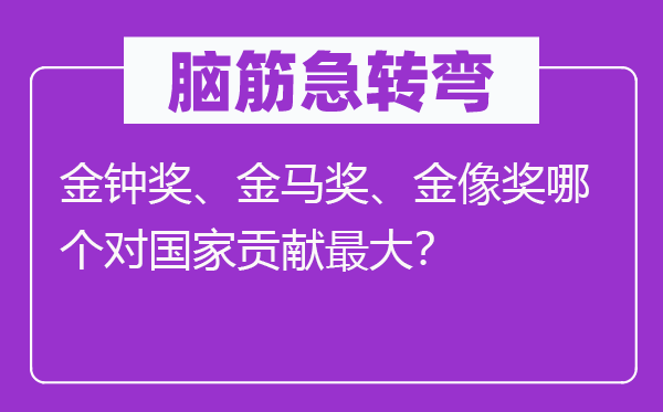 腦筋急轉(zhuǎn)彎：金鐘獎、金馬獎、金像獎哪個對國家貢獻(xiàn)最大？