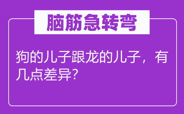 腦筋急轉(zhuǎn)彎：狗的兒子跟龍的兒子，有幾點差異？
