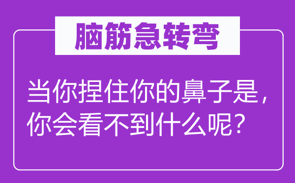 腦筋急轉(zhuǎn)彎：當你捏住你的鼻子是，你會看不到什么呢？
