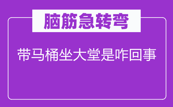 腦筋急轉(zhuǎn)彎：帶馬桶坐大堂是咋回事