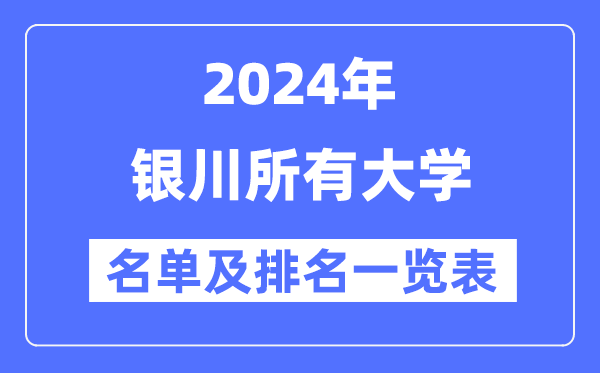 2024銀川所有大學(xué)名單及排名情況一覽表（共6所）