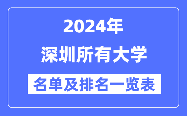 2024深圳所有大學名單及排名情況一覽表（共8所）