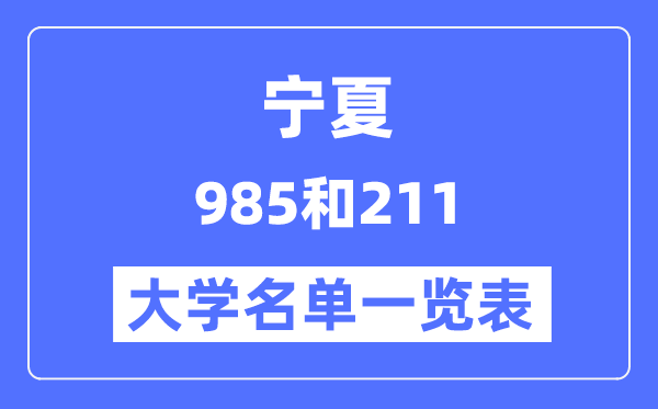 寧夏有哪些大學(xué)是985和211,寧夏985和211高校名單一覽表