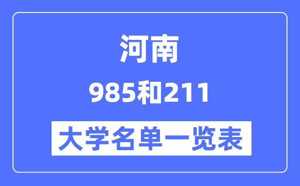 河南有哪些大學是985和211,河南985和211高校名單一覽表