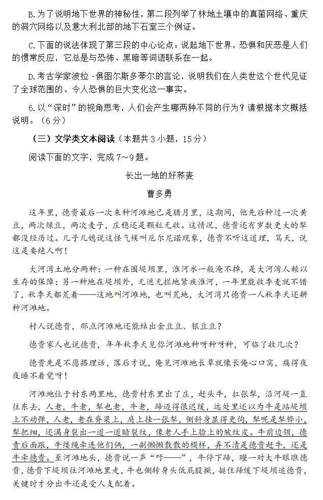 2024年青海高考語(yǔ)文試卷真題及答案解析（完整版）