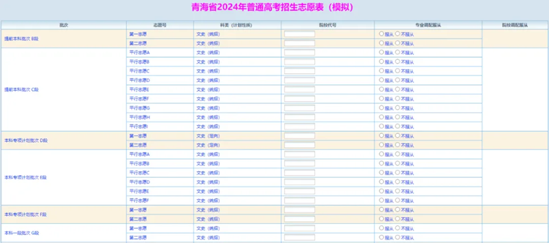 2024年青海高考志愿表填寫(xiě)樣本（附填報(bào)時(shí)間和入口）
