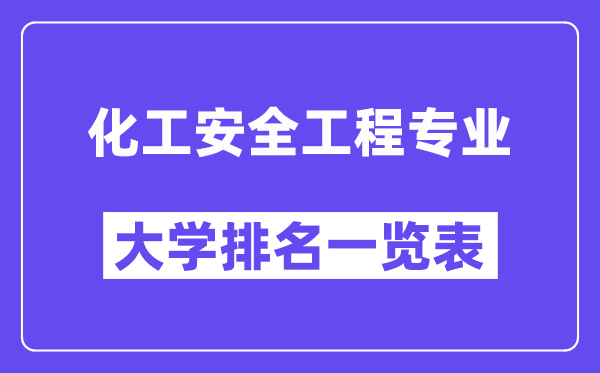 全國(guó)化工安全工程專業(yè)大學(xué)排名一覽表（最新排行榜）