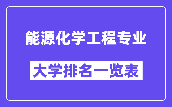 全國能源化學(xué)工程專業(yè)大學(xué)排名一覽表（最新排行榜）