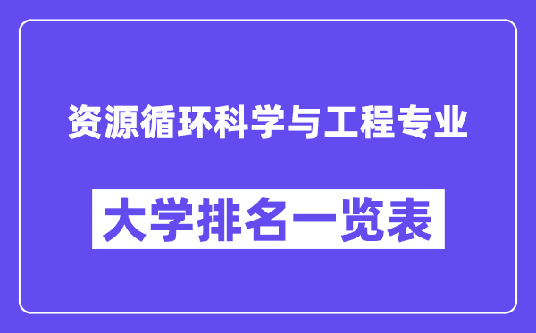 全國資源循環(huán)科學(xué)與工程專業(yè)大學(xué)排名一覽表（最新排行榜）