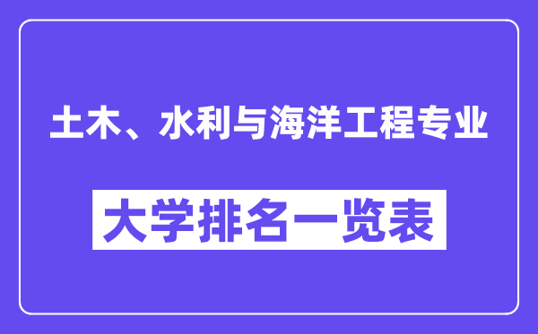 全國(guó)土木、水利與海洋工程專業(yè)大學(xué)排名一覽表（最新排行榜）