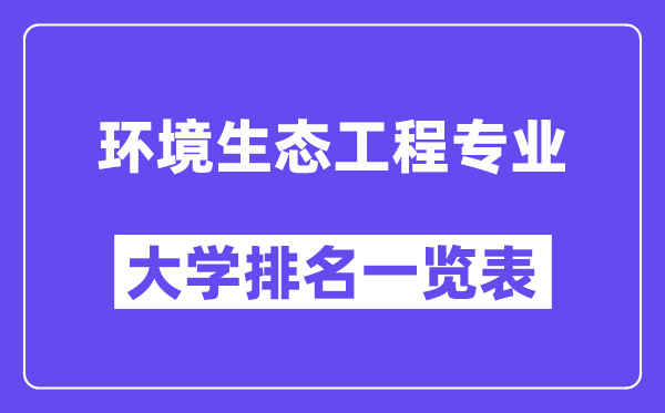 全國環(huán)境生態(tài)工程專業(yè)大學排名一覽表（最新排行榜）