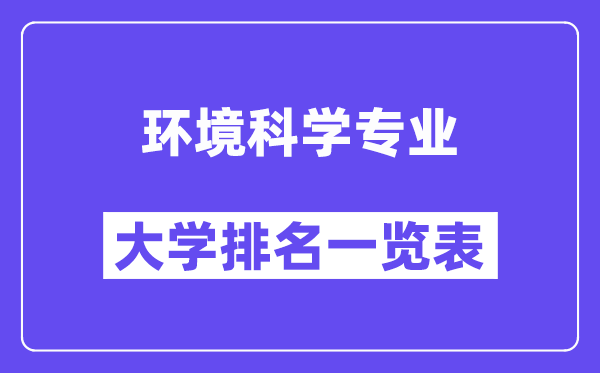 全國環(huán)境科學(xué)專業(yè)大學(xué)排名一覽表（最新排行榜）