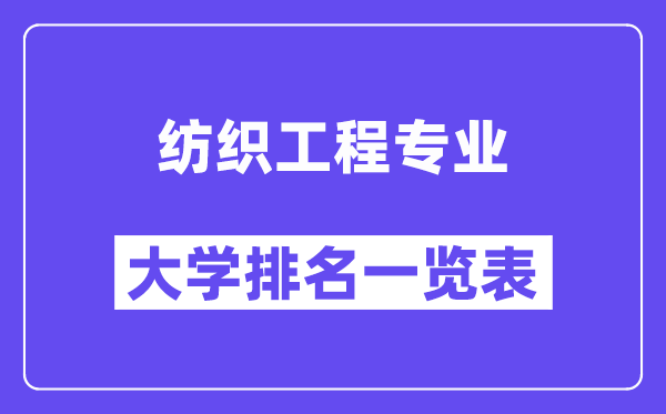全國紡織工程專業(yè)大學(xué)排名一覽表（最新排行榜）