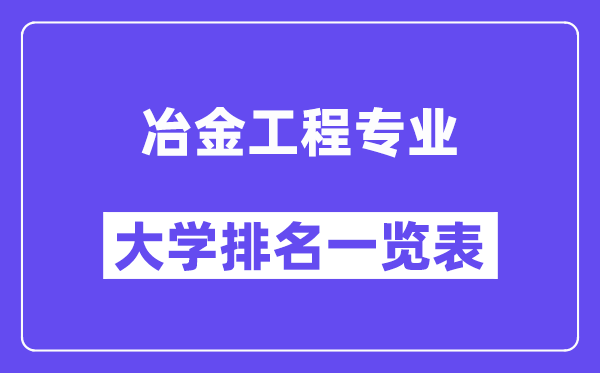 全國(guó)冶金工程專(zhuān)業(yè)大學(xué)排名一覽表（最新排行榜）