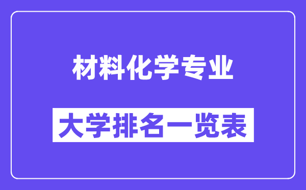 全國材料化學(xué)專業(yè)大學(xué)排名一覽表(最新排行榜)
