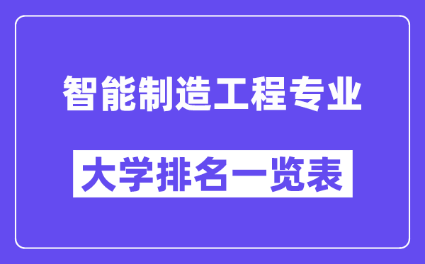 全國智能制造工程專業(yè)大學(xué)排名一覽表(最新排行榜)