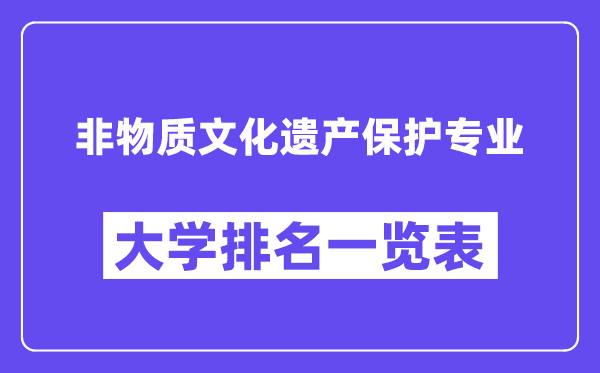 全國非物質文化遺產(chǎn)保護專業(yè)大學排名一覽表（最新排行榜）