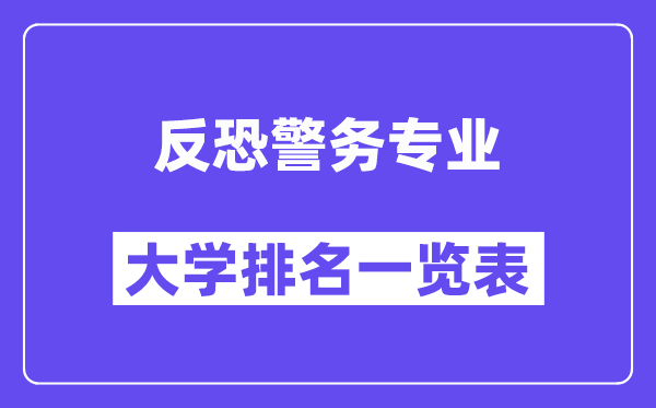 全國反恐警務(wù)專業(yè)大學(xué)排名一覽表（最新排行榜）