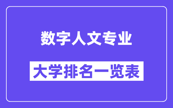 全國(guó)數(shù)字人文專業(yè)大學(xué)排名一覽表（最新排行榜）