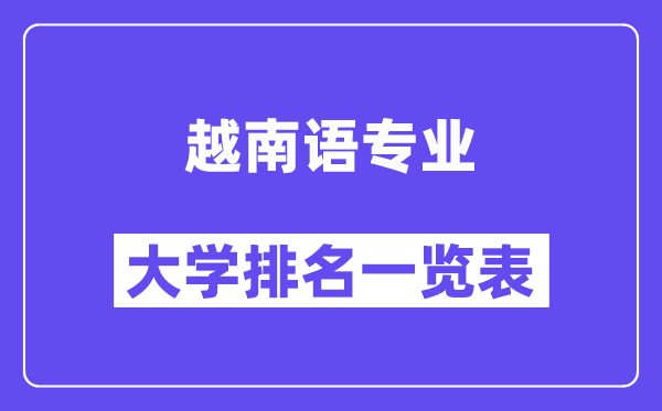 全國(guó)越南語(yǔ)專(zhuān)業(yè)大學(xué)排名一覽表（最新排行榜）