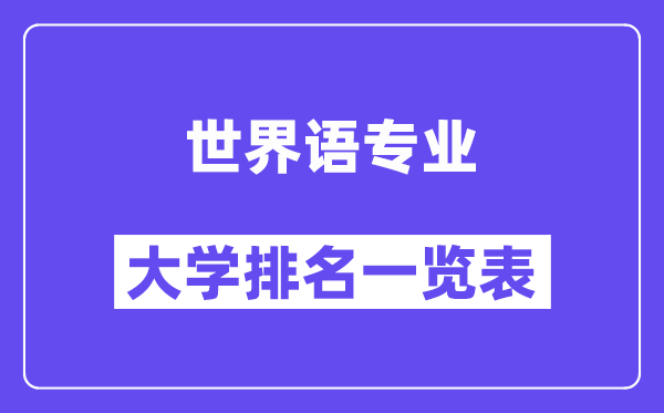 全國世界語專業(yè)大學(xué)排名一覽表（最新排行榜）