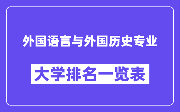 全國外國語言與外國歷史專業(yè)大學(xué)排名一覽表（最新排行榜）