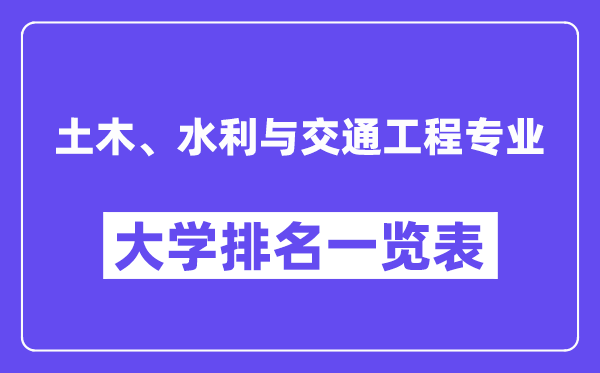 全國(guó)土木、水利與交通工程專業(yè)大學(xué)排名一覽表（最新排行榜）