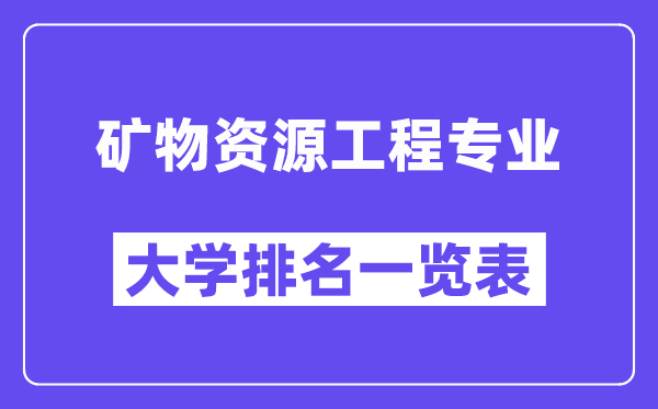 全國礦物資源工程專業(yè)大學(xué)排名一覽表（最新排行榜）