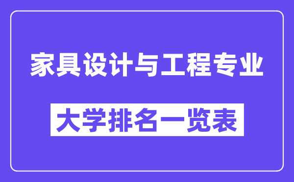 全國家具設計與工程專業(yè)大學排名一覽表（最新排行榜）
