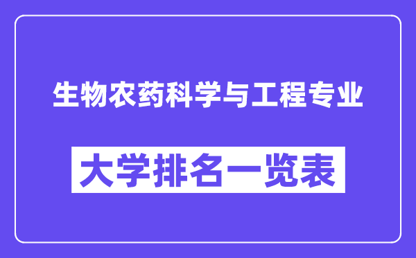 全國生物農(nóng)藥科學(xué)與工程專業(yè)大學(xué)排名一覽表（最新排行榜）