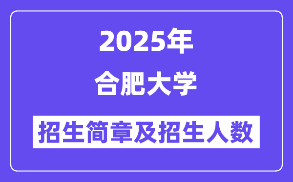 合肥大學(xué)2025高考招生簡章,各省招生計劃人數(shù)匯總