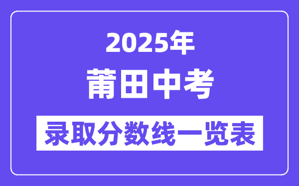 2025年莆田中考各高中錄取分數(shù)線一覽表