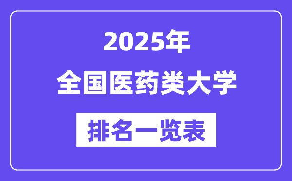 全國(guó)醫(yī)藥類大學(xué)排名一覽表（2025最新排行榜）