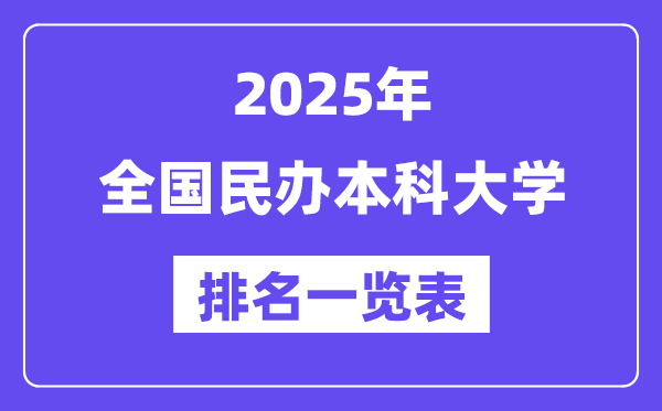全國民辦本科大學(xué)排名一覽表（2025最新排行榜）