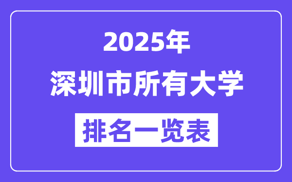 2025年深圳市所有大學(xué)排名一覽表（10所完整版）