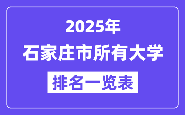 2025年石家莊市所有大學排名一覽表（44所完整版）