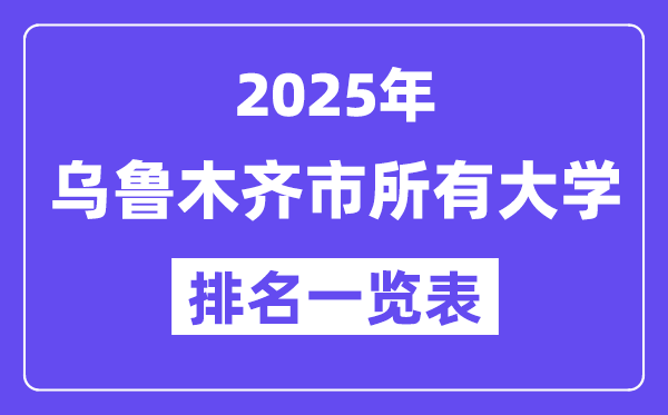 2025年烏魯木齊市所有大學排名一覽表（26所完整版）