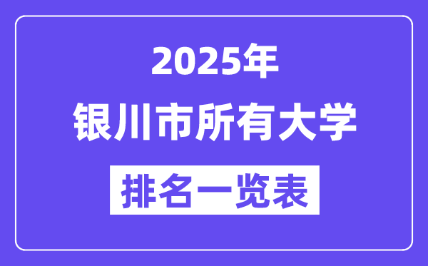 2025年銀川市所有大學(xué)排名一覽表（17所完整版）