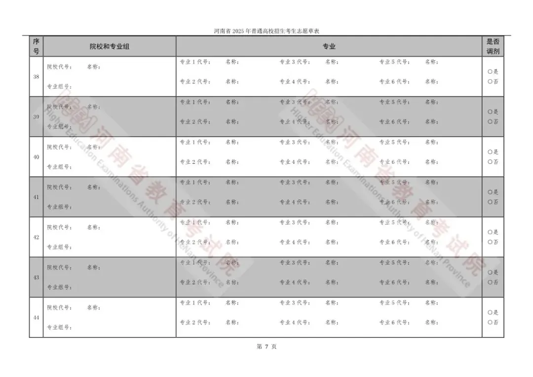 2025河南高考志愿填報表范本模板,附志愿樣表及填報技巧